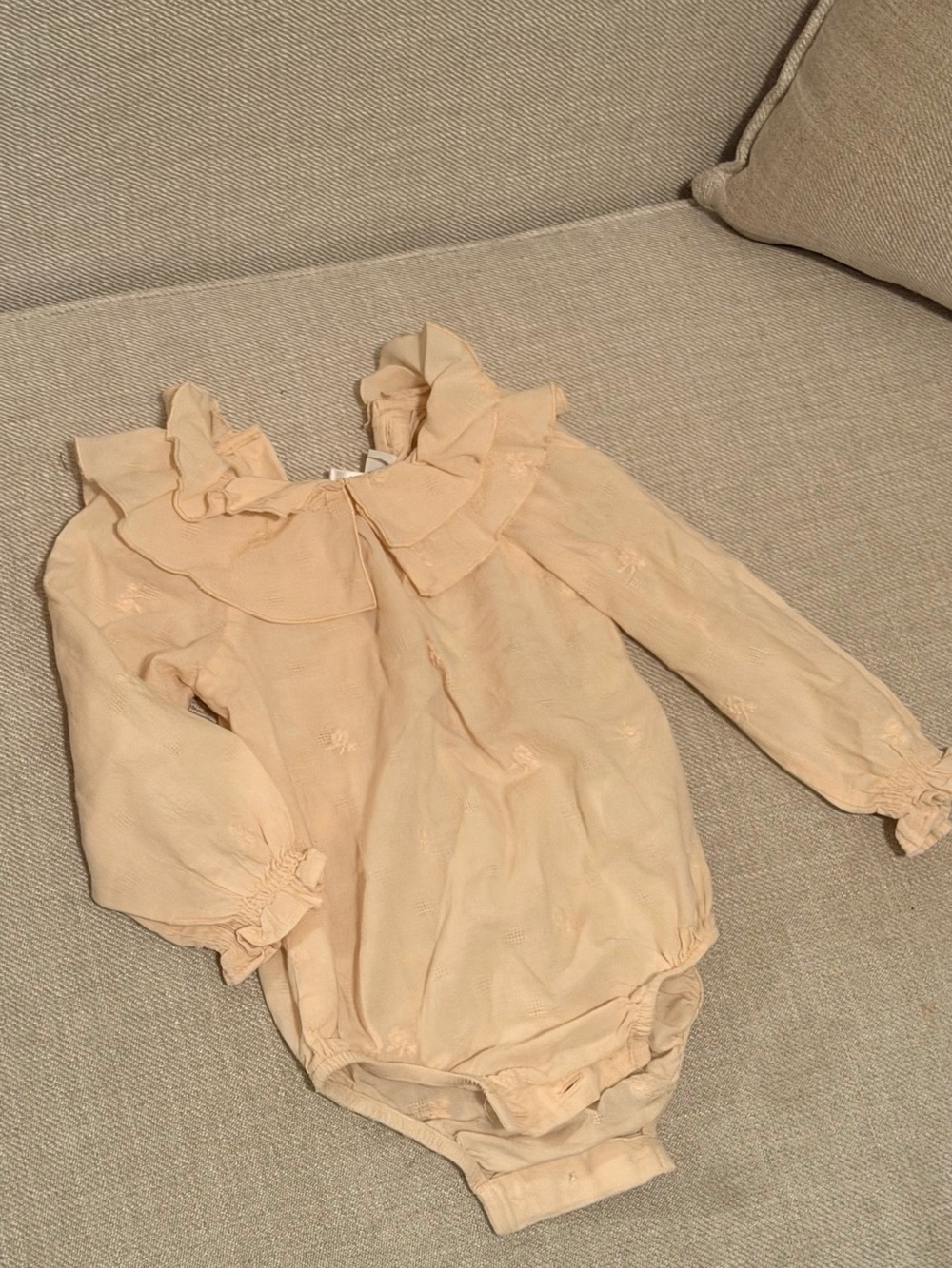 Zara Peach Ruffle-Collar Baby One-Piece